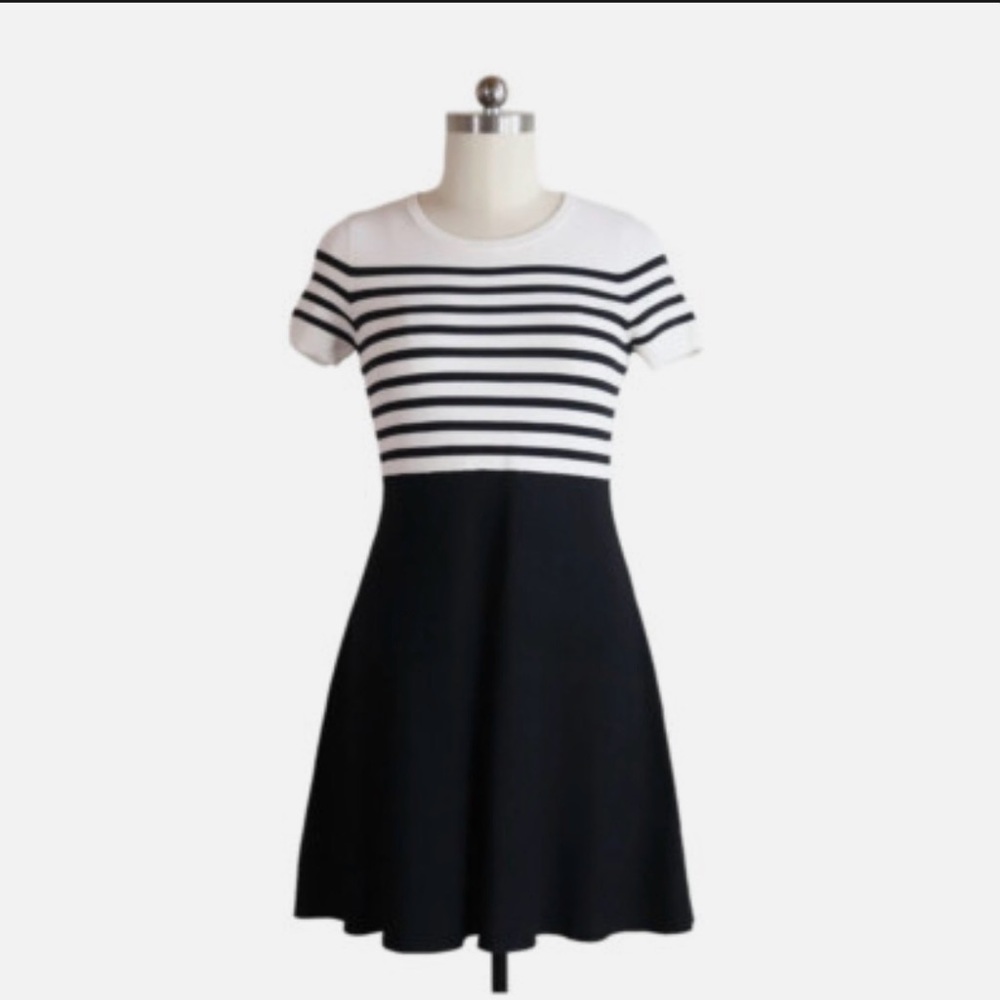 Talbots Striped Bodice A line Dress